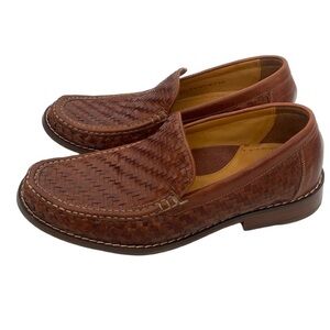 Cole Haan Brown Leather Woven Slip-in Loafers